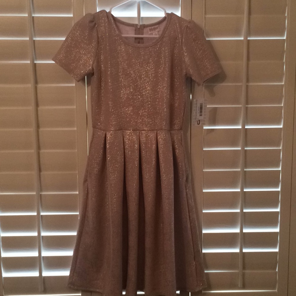NWT gold sparkle LuLaRoe Amelia dress